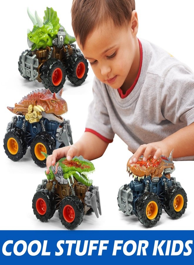Oriate T-rex Dinosaur Toy Cars for Kids 3-8, Friction Powered Monster Truck with Mechanical Motor, Push n Go Car Stunt Play Party 209-R3 - Image 4